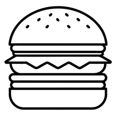 Simple Hamburger Outline Icon on White Background