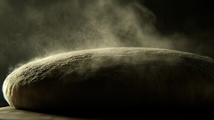 Baked bread, steam rising