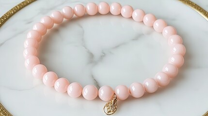 Pale pink beaded bracelet on marble