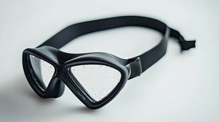 Black diving mask with water droplets