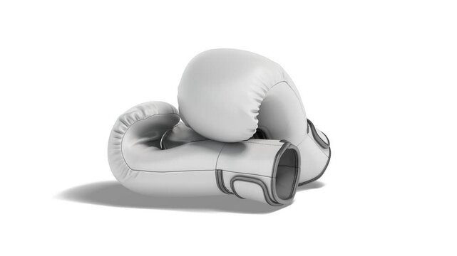 Blank white boxing gloves pair, 4k, looped rotation