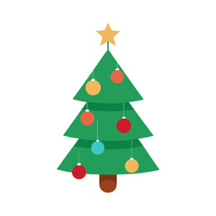 Christmas tree with hanging ornaments vector illustration