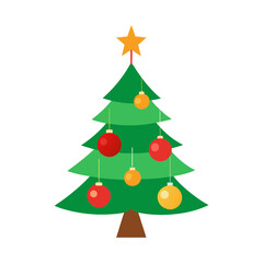 Christmas tree with hanging ornaments vector illustration