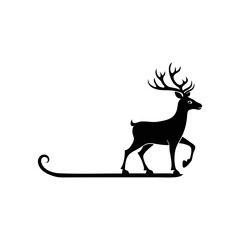 Reindeer with Sleigh silhouette illustration