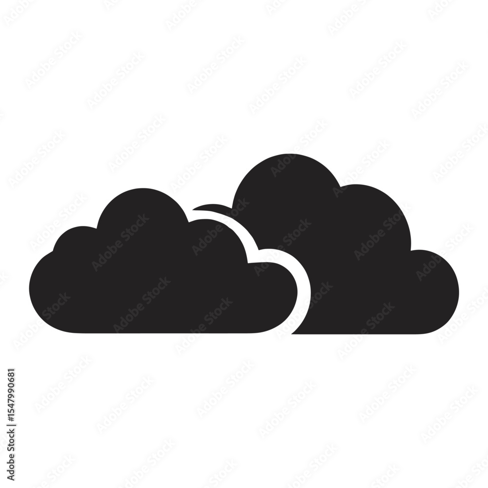 Poster two overlapping clouds silhouette symbol simple vector