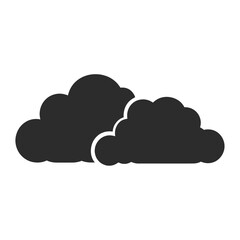 Fototapeta premium Two overlapping clouds silhouette simple black vector