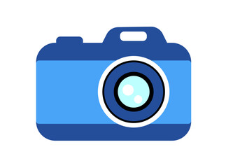 Vintage blue camera. Vector flat illustration.