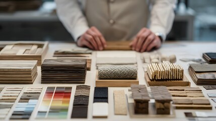 Eco-friendly materials displayed on architects desk
