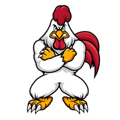 Rooster angry character  mascot full body