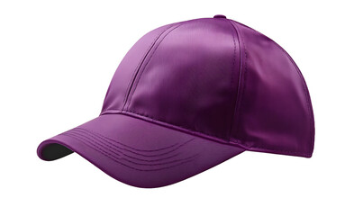 purple baseball cap mockup isolated on transparent  white background in PNG format.