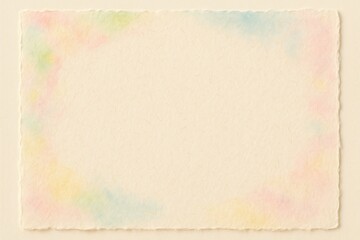 Blank watercolor paper with pastel border, empty template for art or invitation