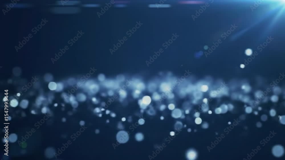 Poster abstract blue bokeh background with lens flare particle effects for elegant design