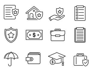 icons for business and insurance icon set 