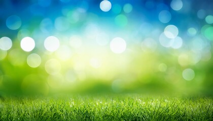 Obraz premium a blurred fresh spring summer blue and green abstract background bokeh