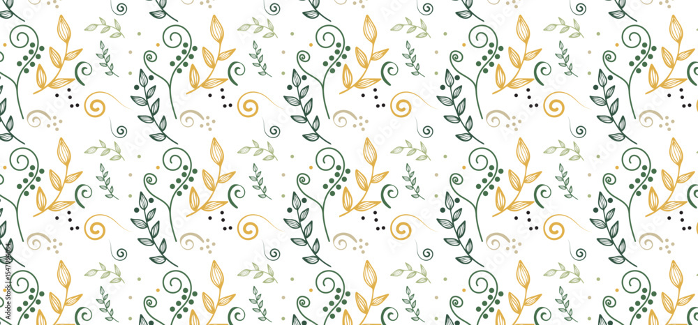 Poster hand drawing floral seamless pattern - multi color pattern with flower and leaf