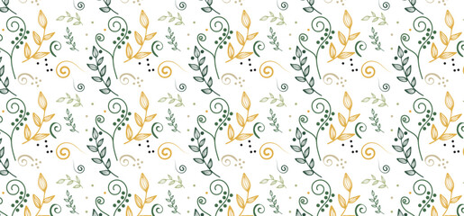 Hand Drawing Floral Seamless Pattern - multi color pattern with flower and leaf