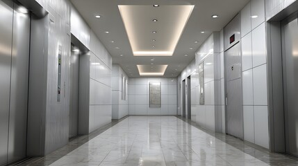 Obraz premium Smart elevator system saving energy in office tower