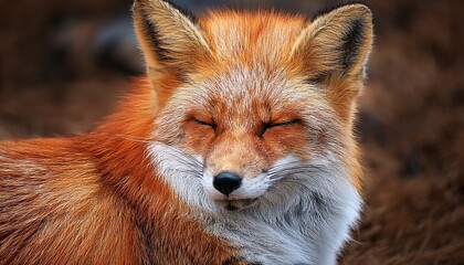 Fototapeta premium wildlife art curled fox close up