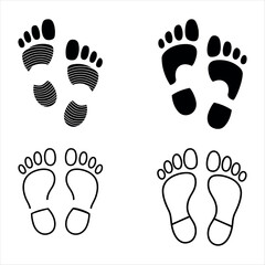 A Footprint vector set of baby, kid, man, woman. Bare feet walking