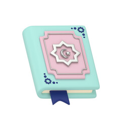3d rendered illustration of the quran the holy book of islam in teal and pink