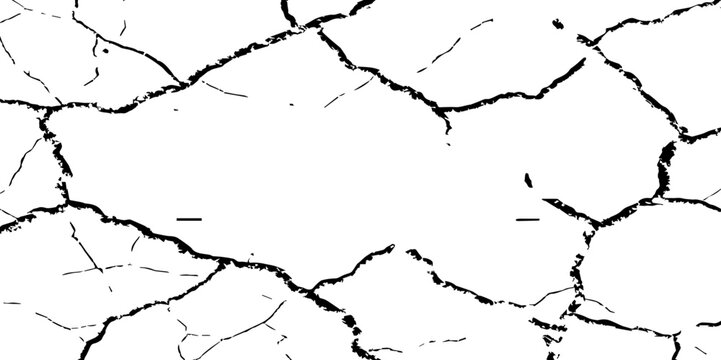A high-contrast black and white texture of cracked earth or dry, parched ground. The image features irregular, jagged fissures and organic shapes, creating a fragmente.