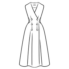 women's clothing dress vest simple outline illustration