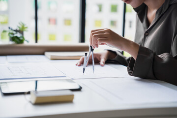 Architecture drawing on architectural Creative project business architecture building...