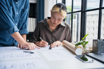 Architecture drawing on architectural Creative project business architecture building...
