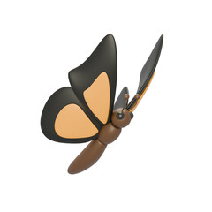 3d black silhouette of a butterfly