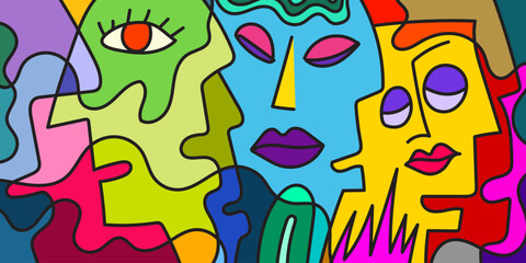 Colorful Abstract Faces in Fusion