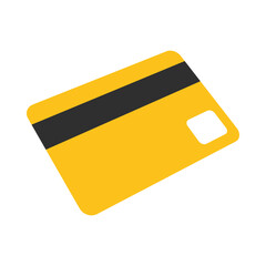 Cartoon-style of a yellow credit card, isolated on white background