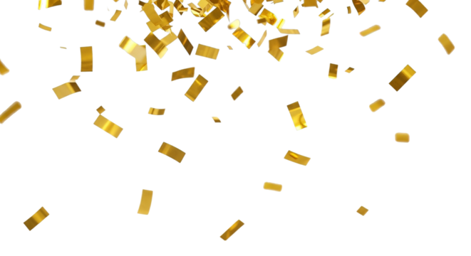 Gold Confetti Falling On Black Background