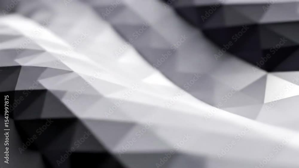 Poster abstract geometric surface animation with shifting light and shadows in monochrome