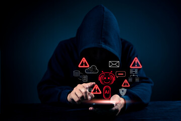 Cybersecurity concept, hacker accessing personal data, network security, data protection, digital...