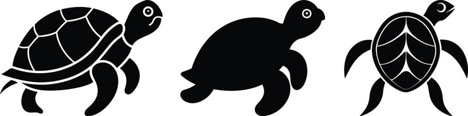 turtle vector silhouette and black and white color art and Illustration