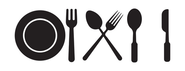 Spoon and Fork Icon. Restaurant, Dining, and Kitchen Utensil Symbol. Victor illustration eps 10