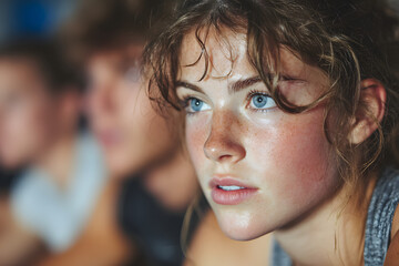 Close up, Physical education class and sport training in high school