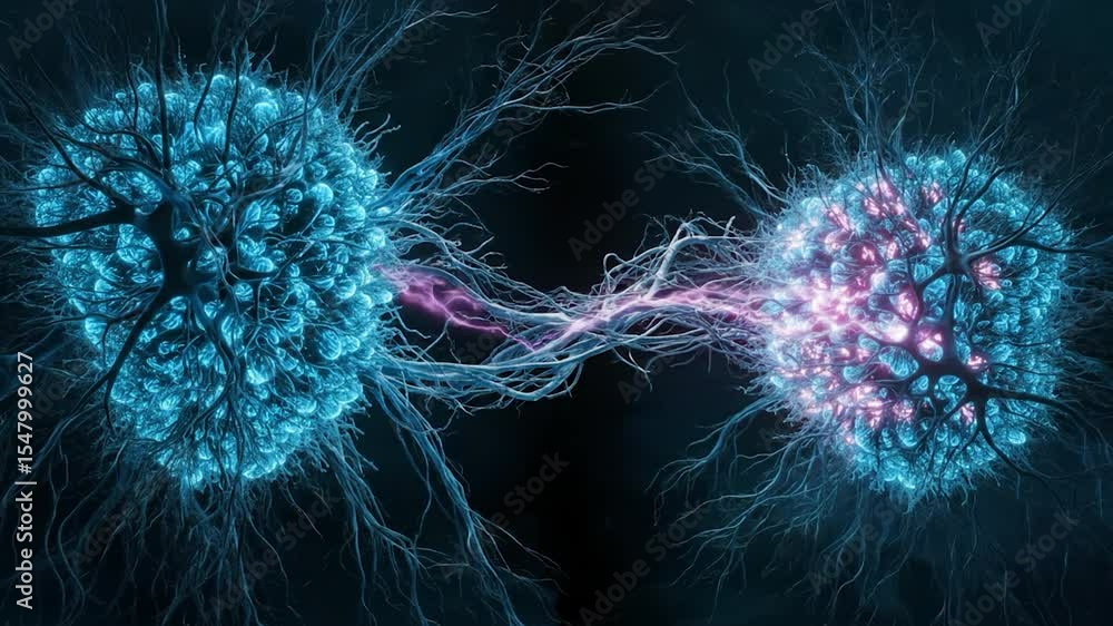 Aufkleber abstract glowing neurons communicating with energy visual representation of brain activity and neuro