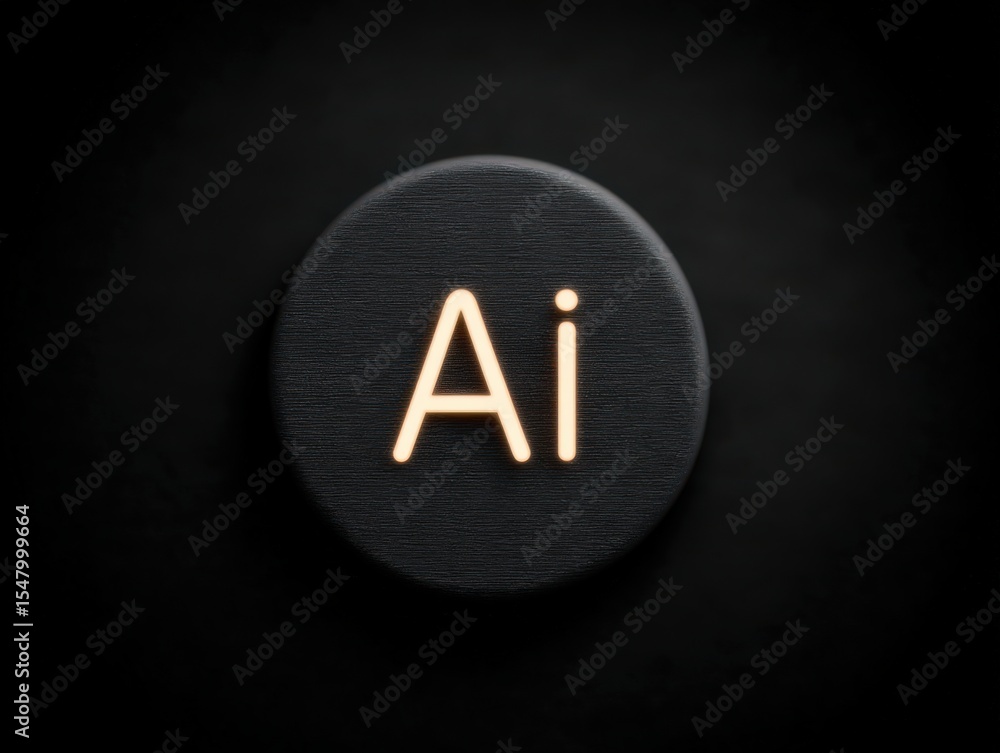 Poster illuminated ai symbol on a sleek dark surface highlighting technology and innovation with easy visua