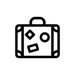 Vintage suitcase with travel stickers icon with transparent background symbolizing classic travel and adventure nostalgia
