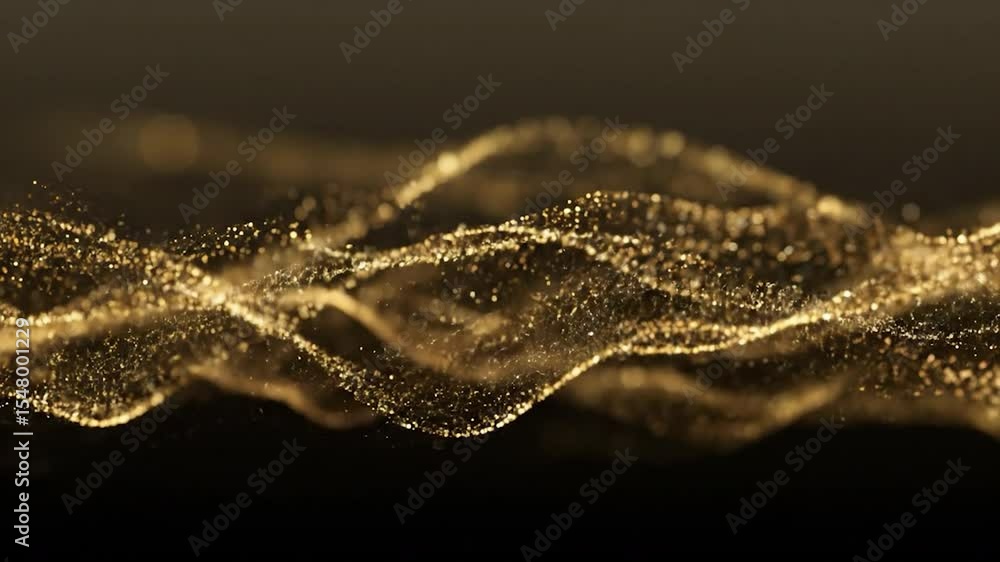Aufkleber abstract golden particles flowing in slow motion on a dark background perfect for creative projects