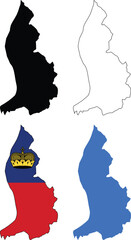 Liechtenstein Map icon. Liechtenstein Map Clipart. Liechtenstein Flag Map sign. Liechtenstein Outline. flat style.