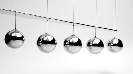 Black and white Newton's cradle, creative light and shadow art photography, commercial advertising background