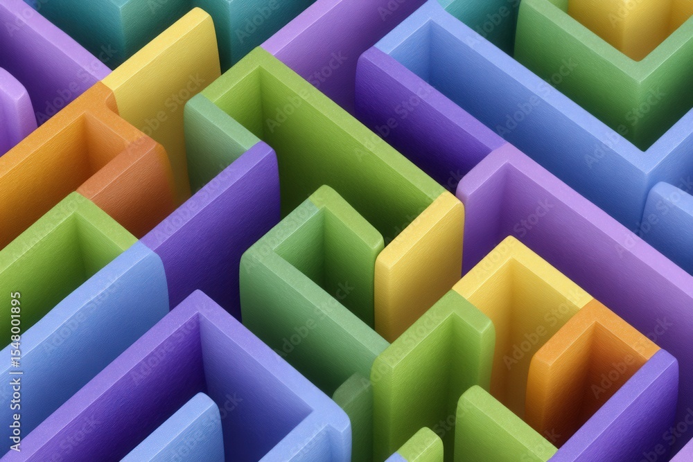 Aufkleber colorful interlocking geometric shapes creating a visually stimulating labyrinth design evoking crea