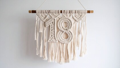 Chiffre 18 en macramé 