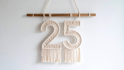 Chiffre 25 en macramé 2