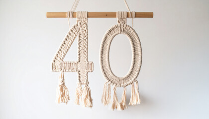Chiffre 40 en macramé 