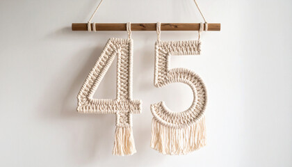 Chiffre 45 en macramé 