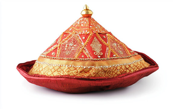 Beautifully crafted Nepali topi featuring intricate embroidery. Generative AI.