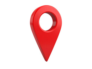 Classic Red Location Pin in 3D Style, Centered on White Background